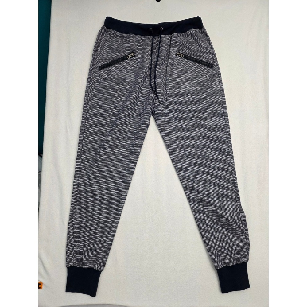 Paisley & Gray Slim Fit Joggers Large Navy White Textured Knit Tapered Pants